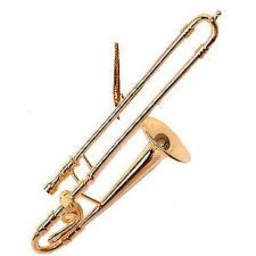 Realistic Gold Brass TROMBONE Christmas Ornament - 4